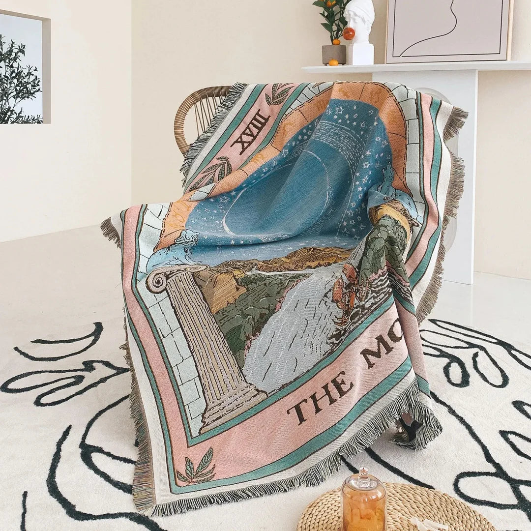 Moon Tarot Woven Throw Blanket