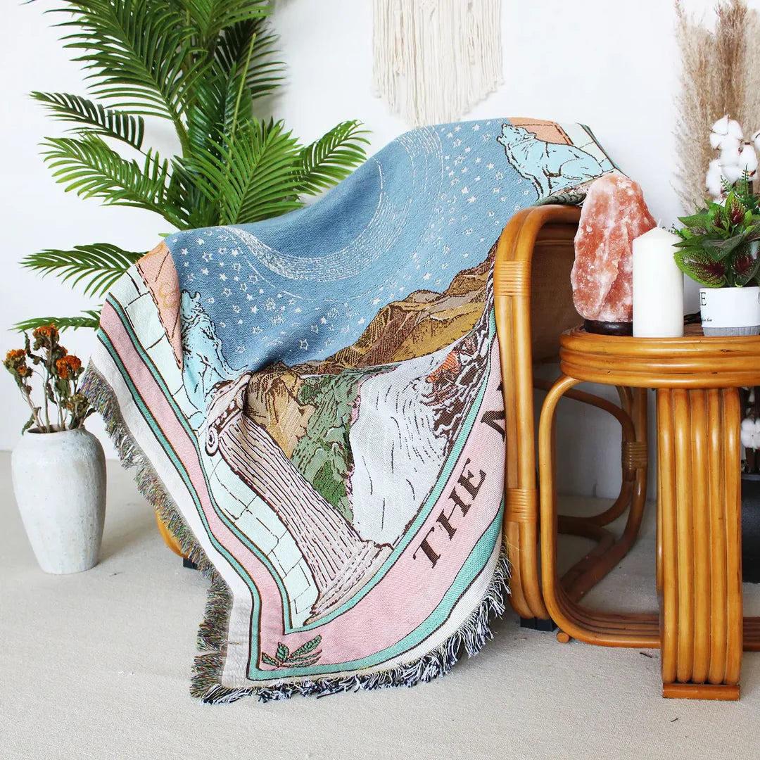 Moon Tarot Woven Throw Blanket